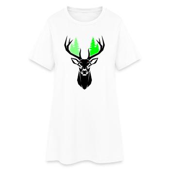 Sapins de tête de cerf Vert naturel - Robe T-shirt Femme - blanc - Devant