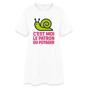 C'est Moi le Patron du Potager : Design Escargot - Robe T-shirt Femme - blanc - Devant