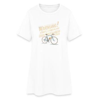  Warnung Könnte Stundenlang Über Radfahren Reden - Frauen T-Shirt-Kleid - Weiß - Vorne