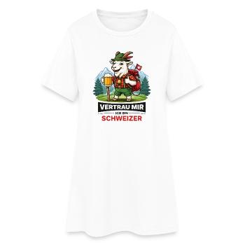 Alpine Goat Hiker with Beer - Women’s T-Shirt Dress - white - Front