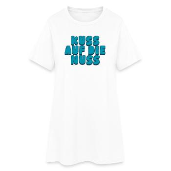 Kuss auf die Nuss - Frauen T-Shirt-Kleid - Weiß - Vorne
