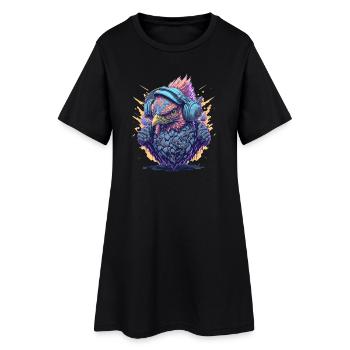 DJ avec un casque - Robe T-shirt Femme - noir - Devant
