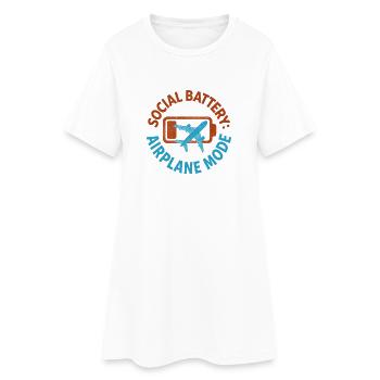 Batterie sociale vide | Introverti voyageur - Robe T-shirt Femme - blanc - Devant