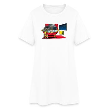 Baignoire à taureau sur le moniteur boursier - Robe T-shirt Femme - blanc - Devant