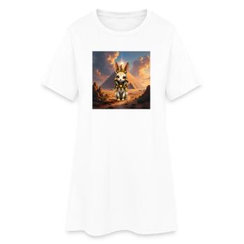 Ägyptisches Kaninchen in der Pyramide - Frauen T-Shirt-Kleid - Weiß - Vorne