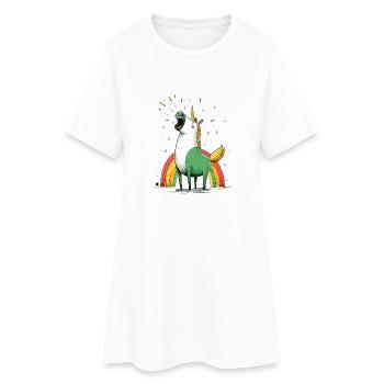 Einhorn mit Regenbogenzauber - Frauen T-Shirt-Kleid - Weiß - Vorne
