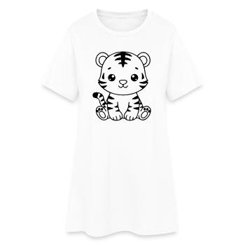 Petit tigre mignon – Petit noir et blanc - Robe T-shirt Femme - blanc - Devant