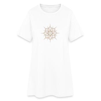 Fleur florale Mandala beige - Robe T-shirt Femme - blanc - Devant