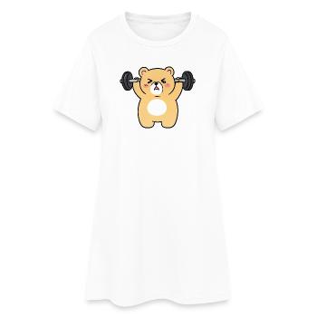 Kawaii Bear soulève des poids - Robe T-shirt Femme - blanc - Devant