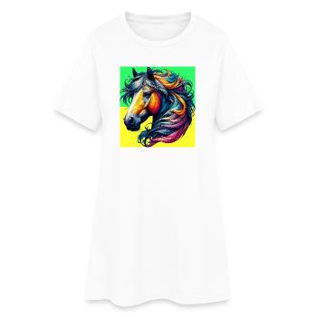 cheval - Robe T-shirt Femme - blanc - Devant