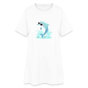 Dauphin estival lunettes rose - Robe T-shirt Femme - blanc - Devant