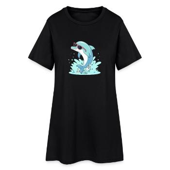 Dauphin estival lunettes rose - Robe T-shirt Femme - noir - Devant