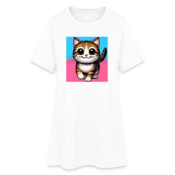 cat - Women’s T-Shirt Dress - white - Front