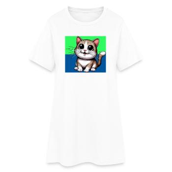 cat - Women’s T-Shirt Dress - white - Front