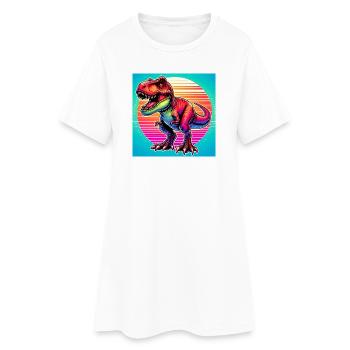 Dinosaurier - Frauen T-Shirt-Kleid - Weiß - Vorne