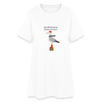 Gegenwind Spruch Möwe Minimalistisch Design - Frauen T-Shirt-Kleid - Weiß - Vorne
