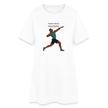 Power Meets Precision - Shot Put - Women’s T-Shirt Dress - white - Front