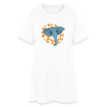 Éléphant bleu avec une broche orange - Robe T-shirt Femme - blanc - Devant