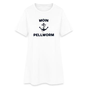 Moin Pellworm – Maritimes Anker-Design - Frauen T-Shirt-Kleid - Weiß - Vorne