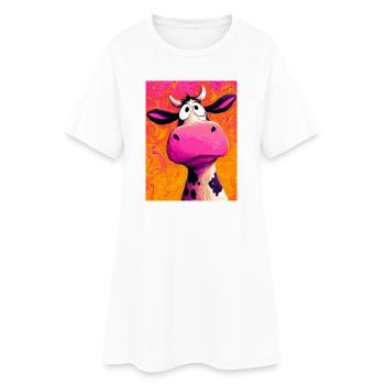 vache - Robe T-shirt Femme - blanc - Devant