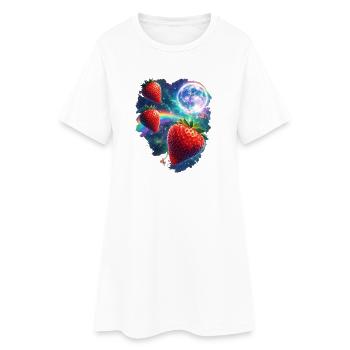 Fraises cosmiques à la lumière des étoiles - Robe T-shirt Femme - blanc - Devant