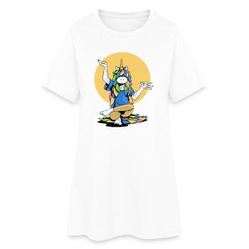 Licorne maître yogi - Robe T-shirt Femme - blanc - Devant
