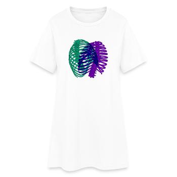 Doppelchromatischer Brustkorb - Frauen T-Shirt-Kleid - Weiß - Vorne