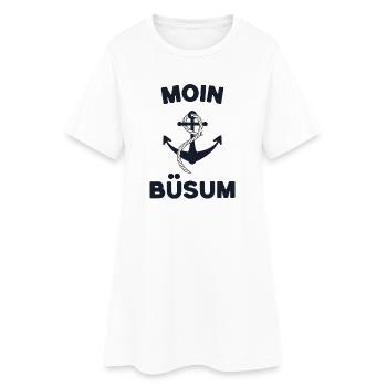Moin Büsum – Maritimes Anker-Design - Frauen T-Shirt-Kleid - Weiß - Vorne