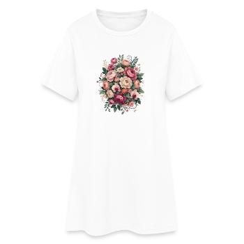 Décor floral - Robe T-shirt Femme - blanc - Devant