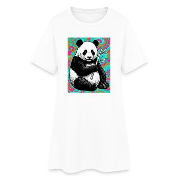 Panda - Frauen T-Shirt-Kleid - Weiß - Vorne