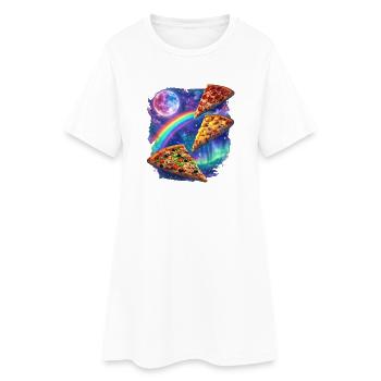 Kosmische Regenbogenpizza All - Frauen T-Shirt-Kleid - Weiß - Vorne