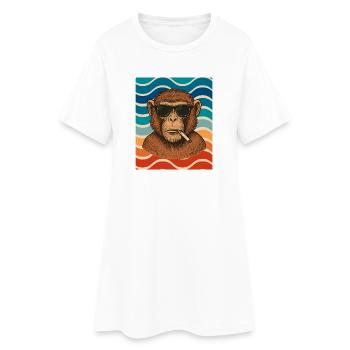 Wave Chimp with Sunglasses - Women’s T-Shirt Dress - white - Front