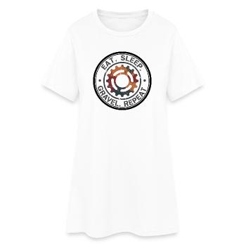 Badge Manger Dormir Gravel Répéter Vintage Gear - Robe T-shirt Femme - blanc - Devant