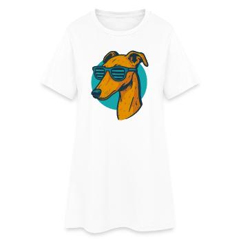 Windhund, Galgo Sonnenbrille Pop-Art - Frauen T-Shirt-Kleid - Weiß - Vorne