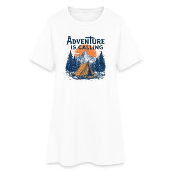 Camping Abenteuer Spruch Adventure appelle le camp - Robe T-shirt Femme - blanc - Devant