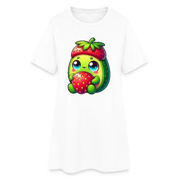 Dessin animé Avocat Fraise Fruit Drôle - Robe T-shirt Femme - blanc - Devant