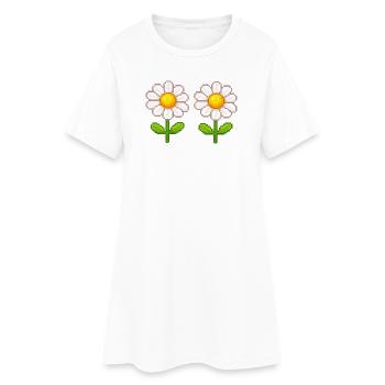 Fleurs doubles Pixel Daisy - Robe T-shirt Femme - blanc - Devant