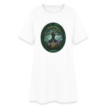 Tree of life in the circle of fog - Women’s T-Shirt Dress - white - Front