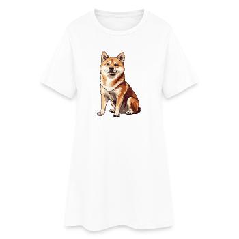 Shiba Inu Drawing - Women’s T-Shirt Dress - white - Front