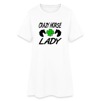 Pferde - Frauen T-Shirt-Kleid - Weiß - Vorne