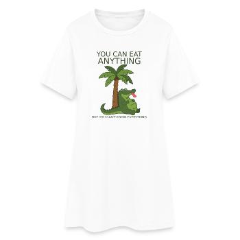 Tu peux tout manger, mais tu ne peux pas tout savoir. - Robe T-shirt Femme - blanc - Devant