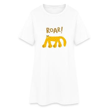 Roar Animal sauvage Drôle Mignon, design de faune sauvage - Robe T-shirt Femme - blanc - Devant