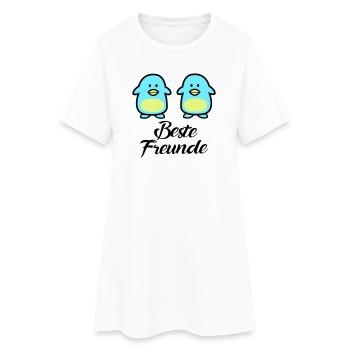 Pinguine Beste Freunde - Frauen T-Shirt-Kleid - Weiß - Vorne