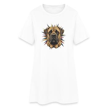 Mastiff Head with Star Wreath - Women’s T-Shirt Dress - white - Front
