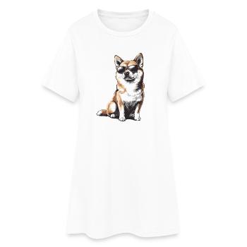Shiba avec des lunettes de soleil - Robe T-shirt Femme - blanc - Devant