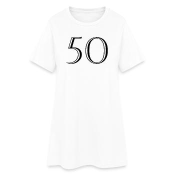 50. 50 ANS. 50e ANNIVERSAIRE. ANNIVERSAIRE 50 ANS. - Robe T-shirt Femme - blanc - Devant