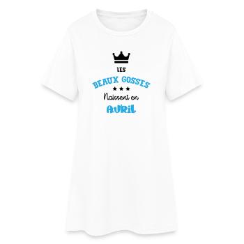 Cadeau naissance bébé garçon Avril Beaux Gosses - Robe T-shirt Femme - blanc - Devant