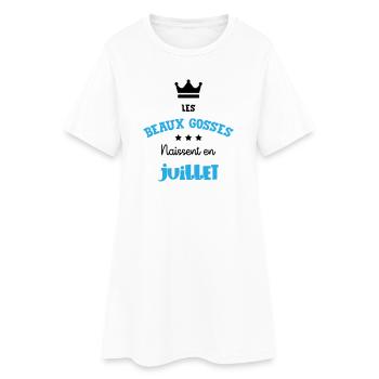 Cadeau naissance bébé garçon Juillet Beaux Gosses - Robe T-shirt Femme - blanc - Devant
