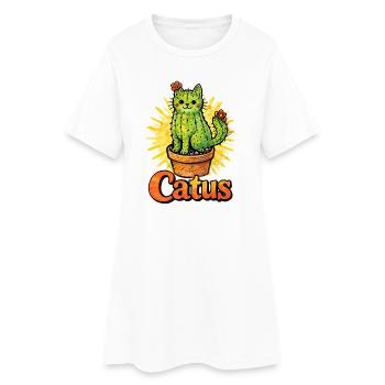 Catus Cat Cactus Illustration - Robe T-shirt Femme - blanc - Devant