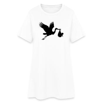 Cigogne avec bébé – Motif de cigogne - Robe T-shirt Femme - blanc - Devant